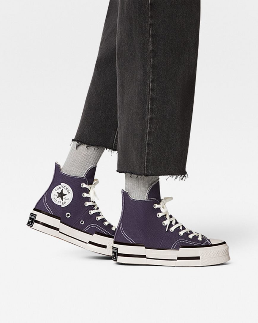 Tenisi Inalti Barbati Converse Chuck 70 Plus Violet Negrii | RO C13DTE612